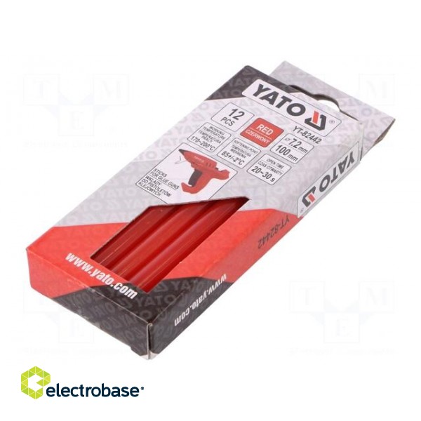 Hot melt glue | Ø: 7.2mm | red | L: 100mm | Bonding: 20÷30s | 12pcs. image 1