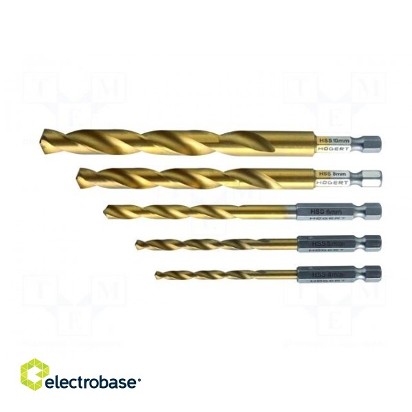 Drill set | for metal | Ø: 4mm,5mm,6mm,8mm,10mm | 5pcs | blister