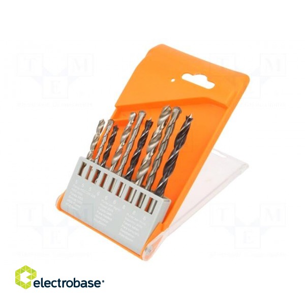 Drill set | for concrete,for wood,for metal | steel | box | 9pcs.