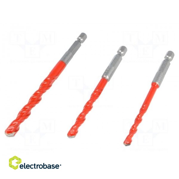 Drill set | Pcs: 3 | Mat: steel | Ø: 5mm,6mm,8mm | Package: plastic case image 1