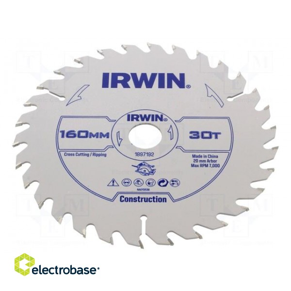 Circular saw | Ø: 160mm | Øhole: 20mm | Teeth: 30 | wood