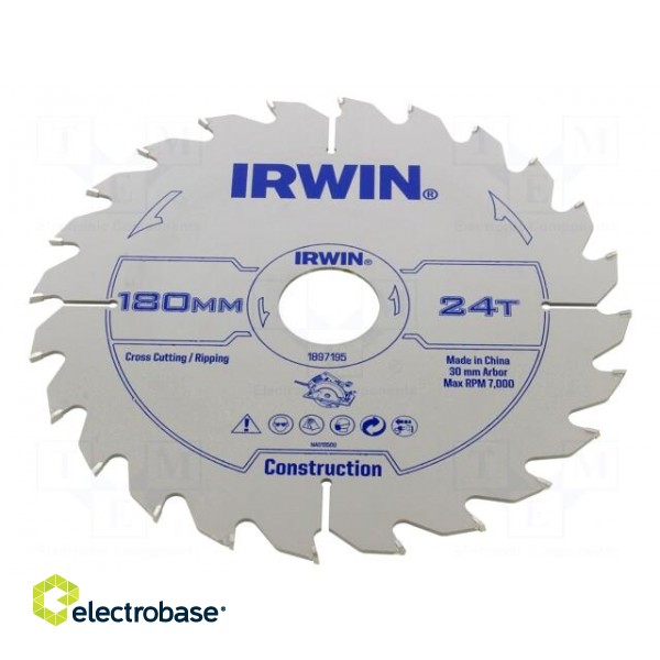 Circular saw | Ø: 180mm | Øhole: 30mm | Teeth: 24 | wood