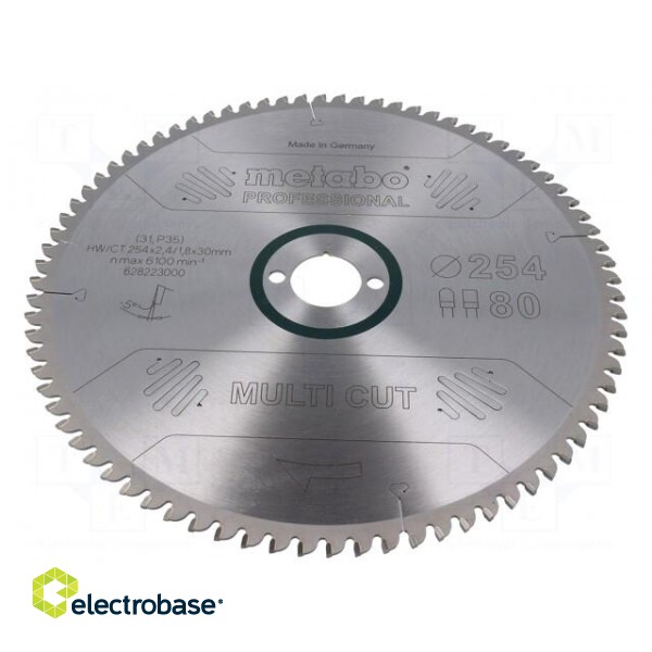 Circular saw | Ø: 254mm | Øhole: 30mm | W: 2.4mm | Teeth: 80 | HW/CT
