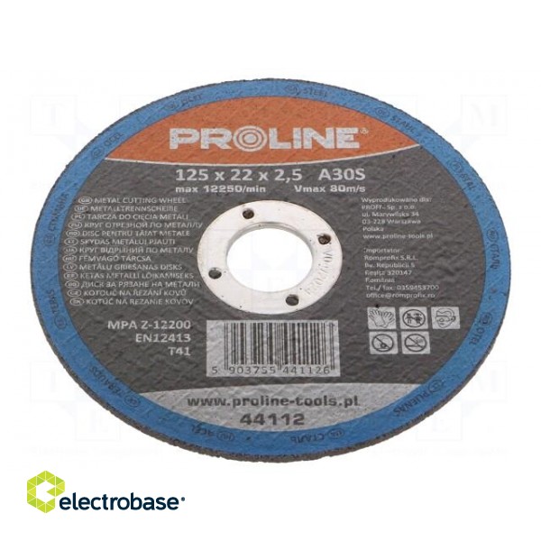 Cutting wheel | Ø: 125mm | Øhole: 22mm | Disc thick: 2.5mm | steel image 1