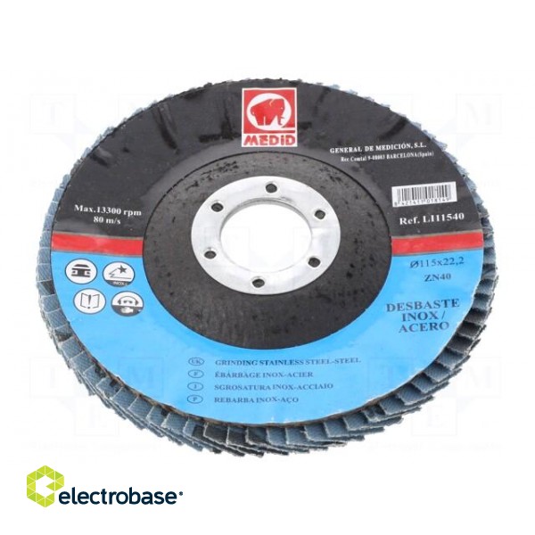 Flap grinding wheels | Ø: 115mm | Øhole: 22mm | Granularity: 40 image 1