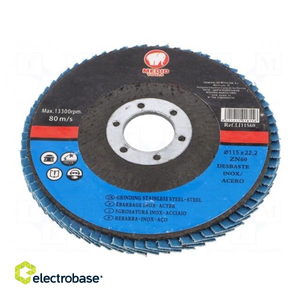 Flap grinding wheels | Ø: 115mm | Øhole: 22mm | Granularity: 60 image 1
