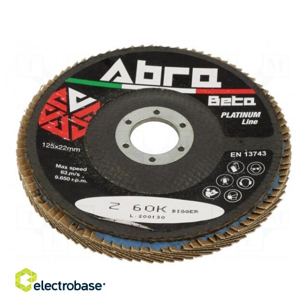 Flap grinding wheels | Ø: 125mm | Øhole: 22.23mm | Granularity: 60