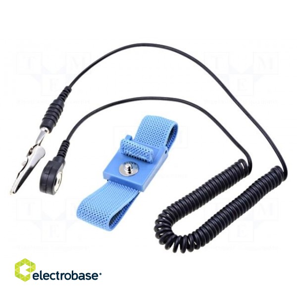 Wristband | ESD | Mat: conductive nylon fiber | blue | 1MΩ | 4mm