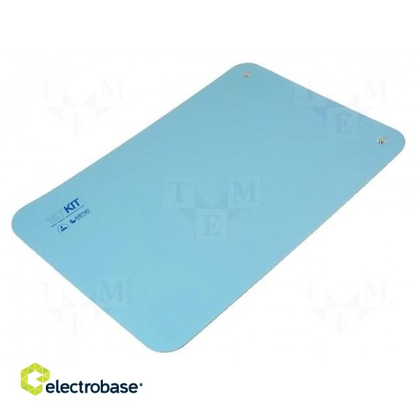 Bench mat | ESD | L: 0.6m | W: 0.4m | Thk: 2mm | blue | Rsurf: 5÷500MΩ | 440°C