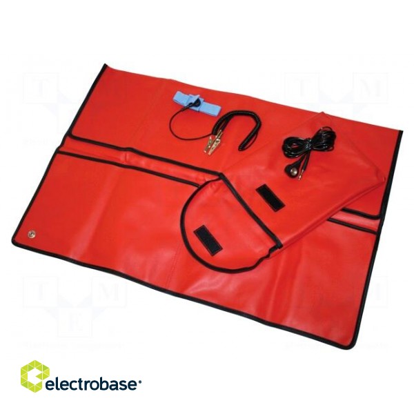 Portable service kit | ESD | L: 0.59m | W: 0.59m | Thk: 0.6mm | vinyl | red