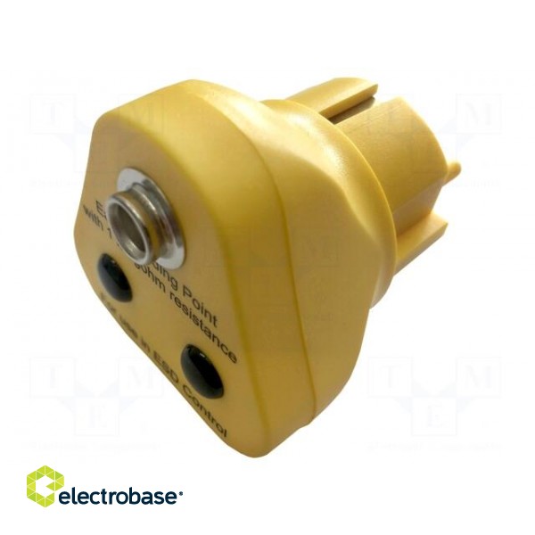 Earthing plug | ESD | yellow | Plug: EU | press stud male 10mm