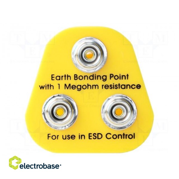 Earthing plug | ESD | Features: three10mm male press studs | 1MΩ