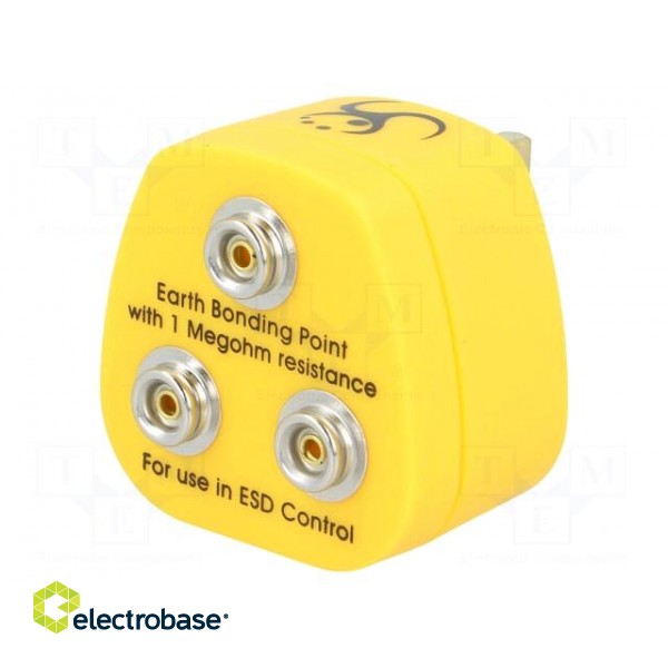 Earthing plug | ESD | 1MΩ | Plug: UK | press stud male 10mm x3 image 1