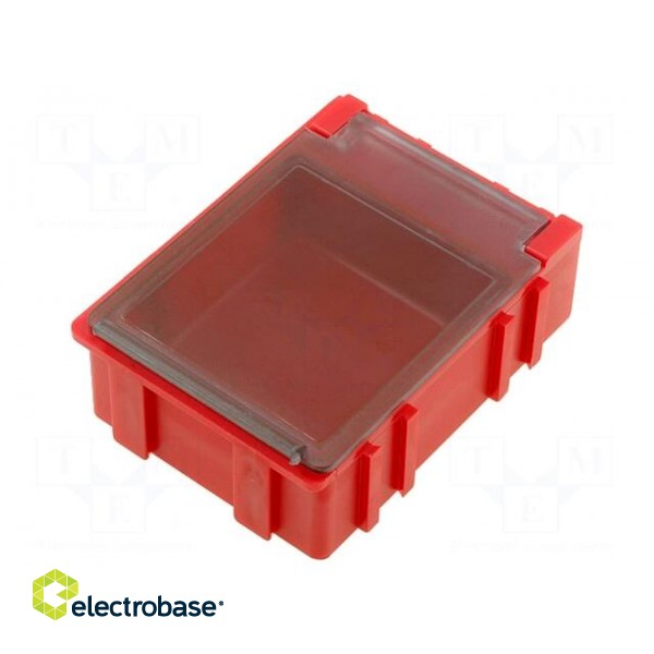 Bin | ESD | 41x37x15mm | ABS,copolymer styrene | red,transparent