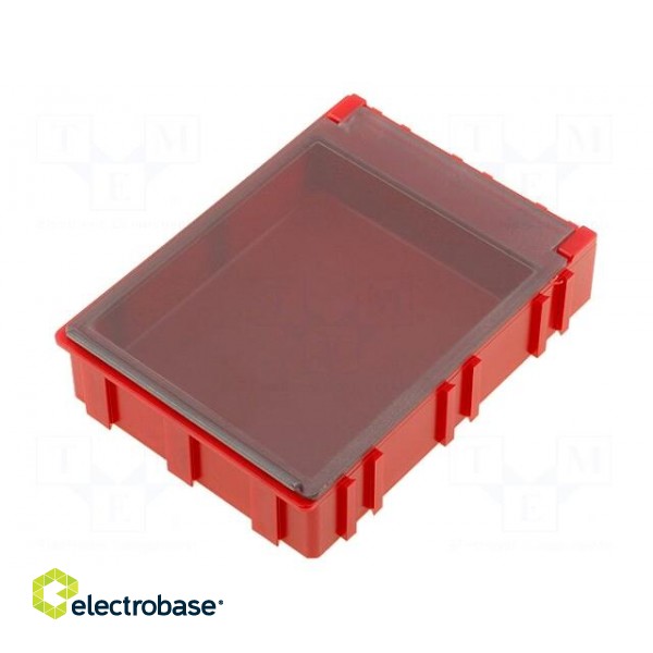 Bin | ESD | 68x57x15mm | ABS,copolymer styrene | red,transparent
