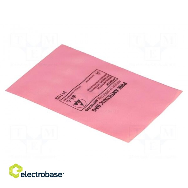 Protection bag | ESD | L: 127mm | W: 76mm | Thk: 75um | 100pcs | pink