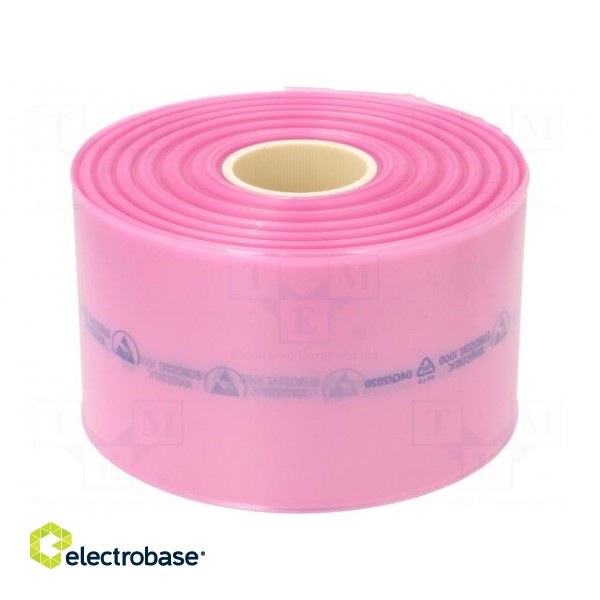 Protection bag | ESD | L: 250m | W: 150mm | Thk: 90um | polyetylene | pink