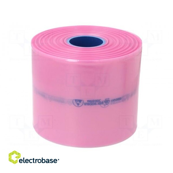 Protection bag | ESD | L: 250m | W: 200mm | Thk: 90um | polyetylene | pink