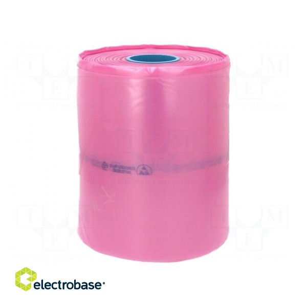 Protection bag | ESD | L: 250m | W: 300mm | Thk: 90um | polyetylene | pink