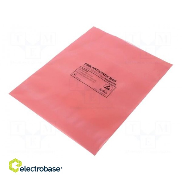 Protection bag | ESD | L: 254mm | W: 203mm | Thk: 75um | 100pcs | pink