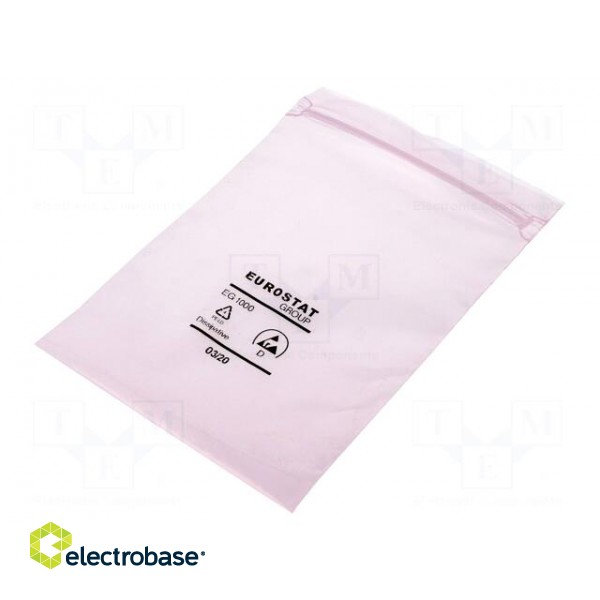 Protection bag | ESD | L: 254mm | W: 152mm | Thk: 50um | polyetylene | pink