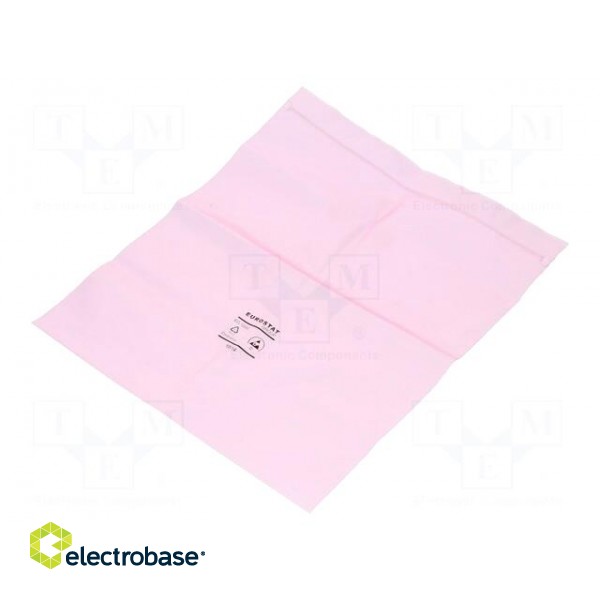 Protection bag | ESD | L: 305mm | W: 254mm | Thk: 90um | polyetylene | pink