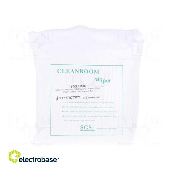Cleaning wipes | ESD | L: 152mm | W: 152mm | 100pcs.