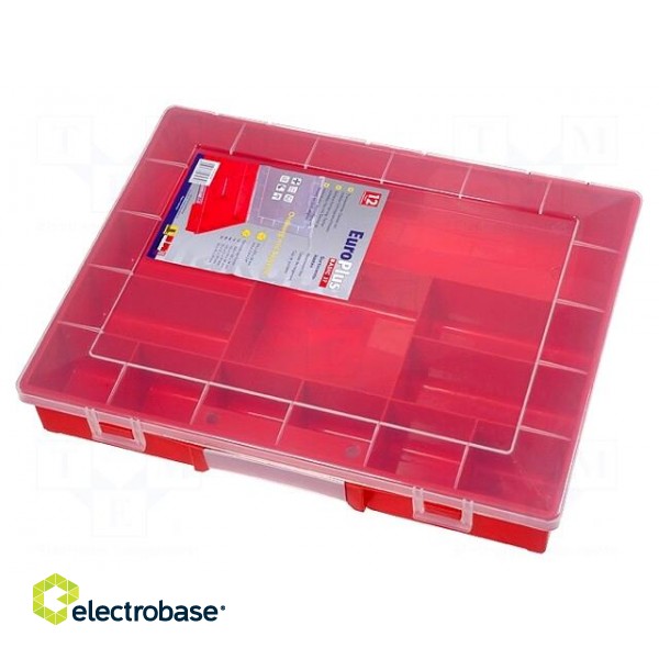 Container: compartment box | 370x295x58mm | red | polypropylene