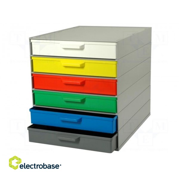 Stationary set with drawers | Drawers no.in module: 6 | grey
