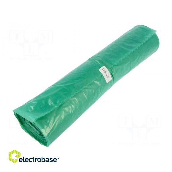 Trash bags | LDPE | Colour: green | 25pcs | 120l