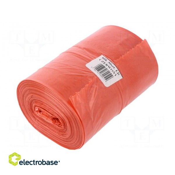 Trash bags | LDPE | Colour: red | 50pcs | 60l