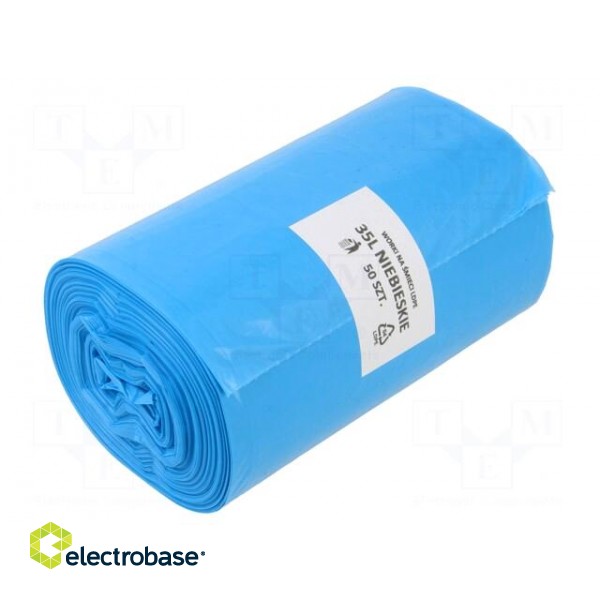Trash bags | LDPE | Colour: blue | 50pcs | 35l