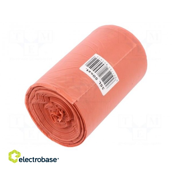 Trash bags | LDPE | Colour: red | 50pcs | 35l
