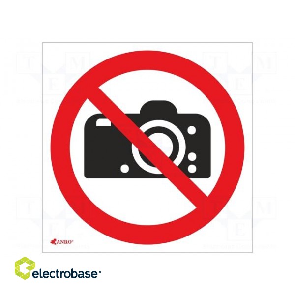 Safety sign | prohibitory | Mat: PVC | W: 200mm | H: 200mm