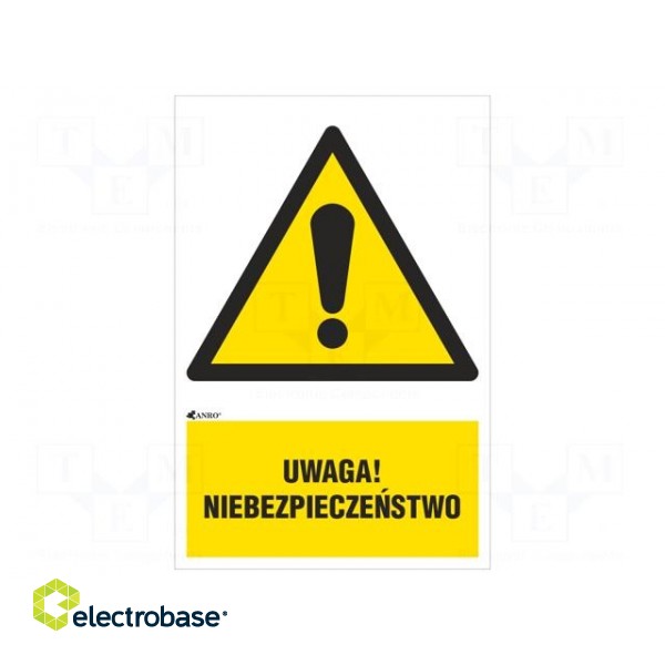 Safety sign | warning | PVC | W: 200mm | H: 300mm
