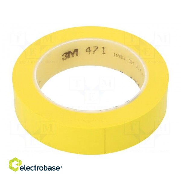 Tape: marking | yellow | L: 33m | W: 25mm | Thk: 0.13mm | 2.5N/cm | 130%