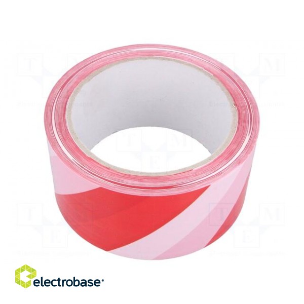 Tape: warning | white-red | L: 66m | W: 50mm | V: self-adhesive