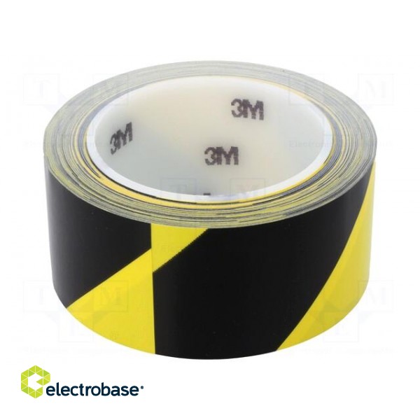 Tape: warning | yellow-black | L: 33m | W: 50mm | self-adhesive