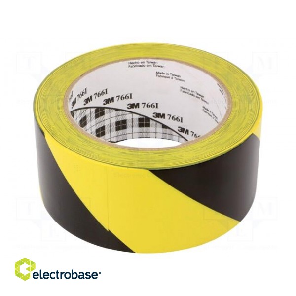Tape: warning | yellow-black | L: 33m | W: 50mm | Thk: 0.127mm | vinyl