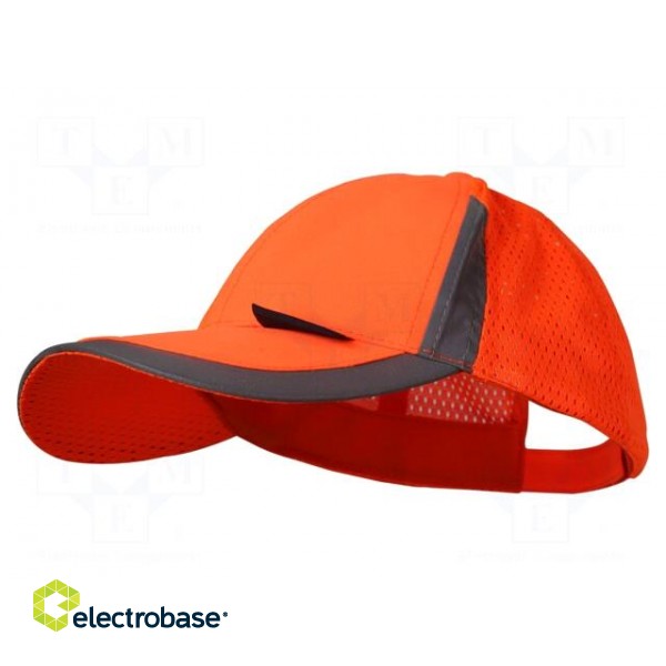 High-visibility cap | adjustable,vented | Size: 56÷61mm | orange