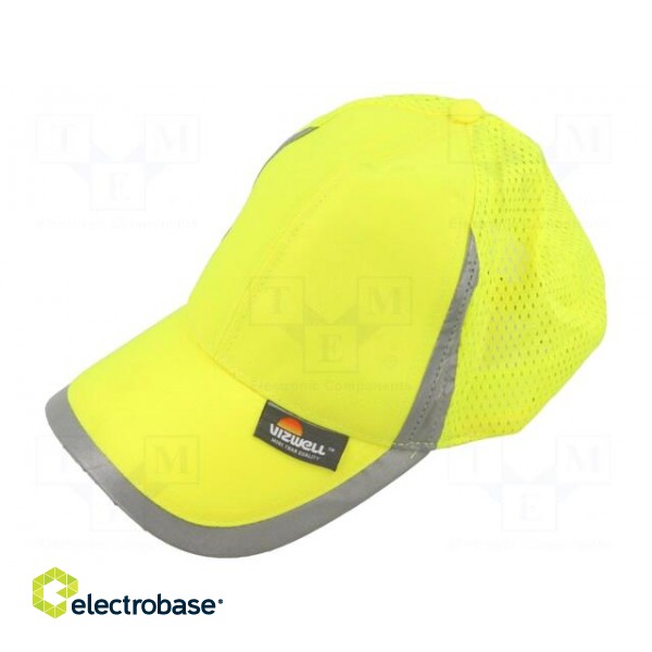 High-visibility cap | adjustable,vented | Size: 56÷61mm | yellow