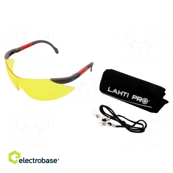 Safety spectacles | Lens: yellow | Resistance to: UV rays | Kit: case