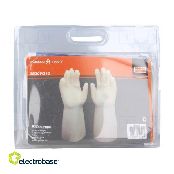 Protective gloves | Size: 10 | 1.5kVDC | latex | insulated