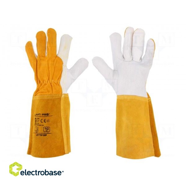Protective gloves | Size: 10 | natural leather | long