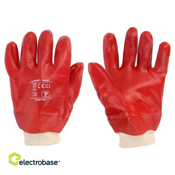 Protective gloves | Size: 10 | red | cotton,PVC