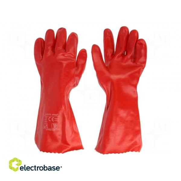 Protective gloves | Size: 10 | red | PVC | long | 12pcs.