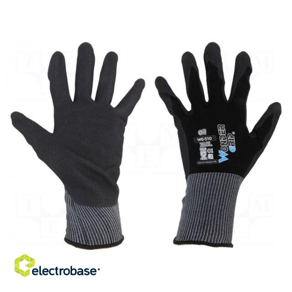 Protective gloves | Size: 10,XL | black | nitryl,polyamide | Oil