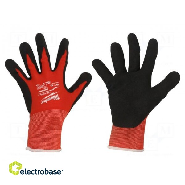 Protective gloves | Size: 10,XL | black/red | Resistance to: cutting