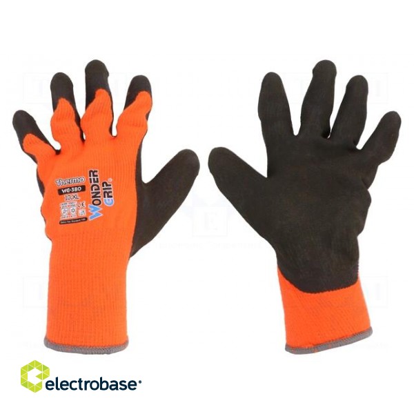 Protective gloves | Size: 10,XL | orange | acrylic,latex | Thermo