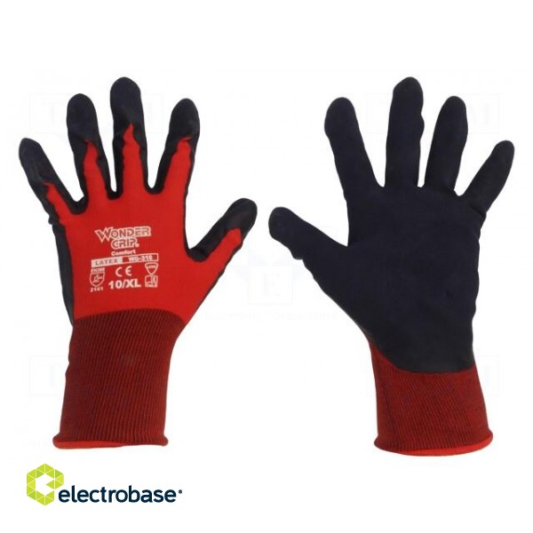 Protective gloves | Size: 10,XL | red | polyester | Comfort